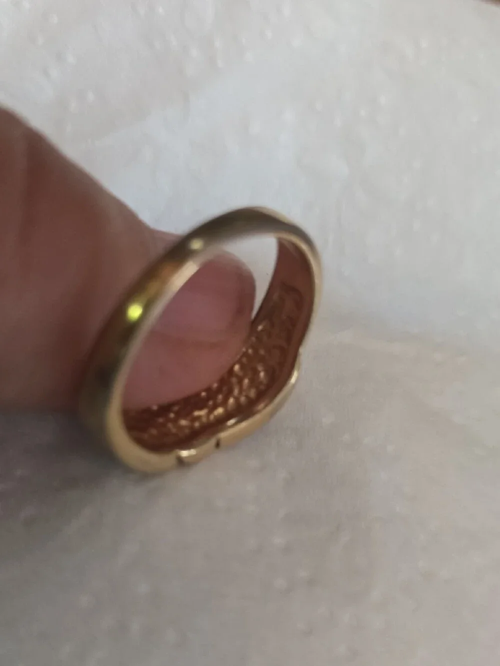 Vintage COP Turquoise Inlay Swirl Band Ring  - Gold Tone, Mens